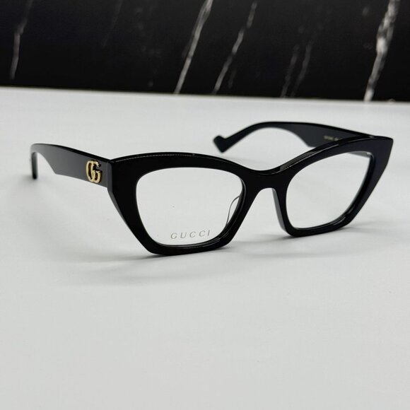 NEW GG1334O 001 GUCCI BLACK CAT EYE WOMEN GUCCI EYEGLASSES - Picture 1 of 11